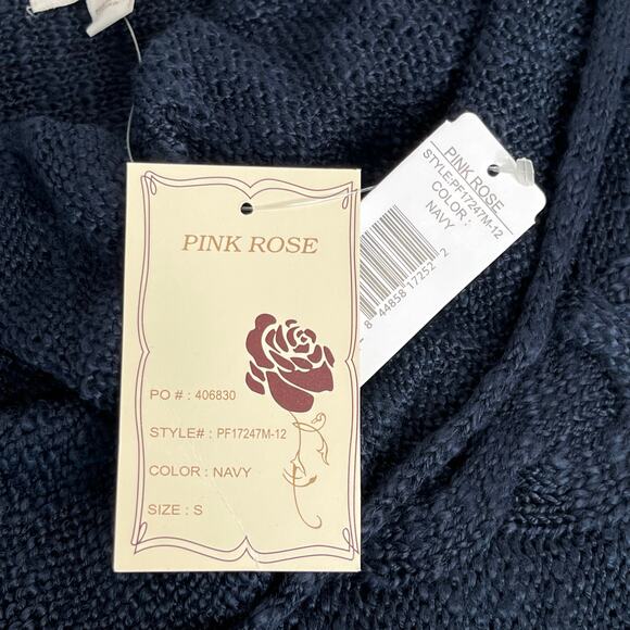 Pink Rose Open Knit Cowl Neck Navy Blue Sweater Vest NWT Size Small - Picture 12 of 16